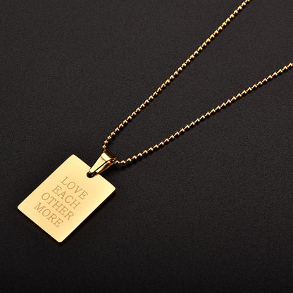 1 Piece Retro Letter Square Titanium Steel Plating Pendant Necklace