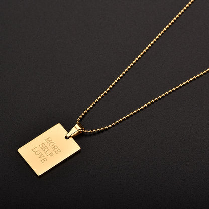 1 Piece Retro Letter Square Titanium Steel Plating Pendant Necklace