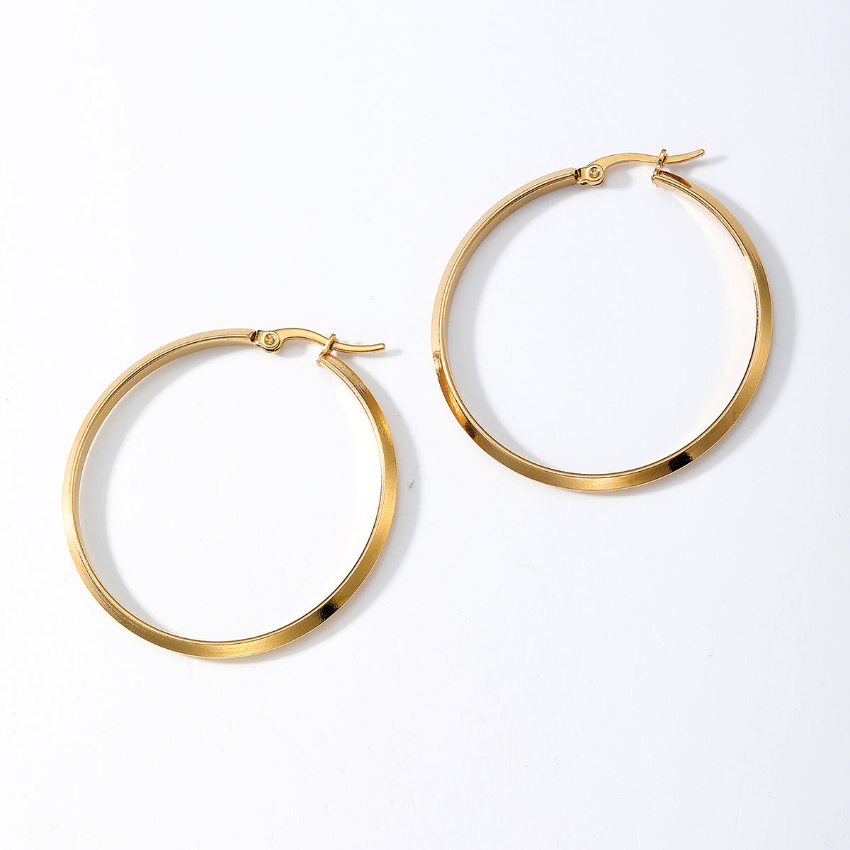 1 Pair Simple Style Circle Stainless Steel Plating Earrings