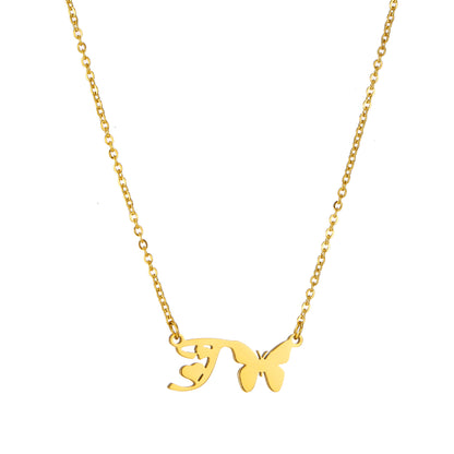 Simple Style Letter Butterfly Stainless Steel Plating 18k Gold Plated Necklace