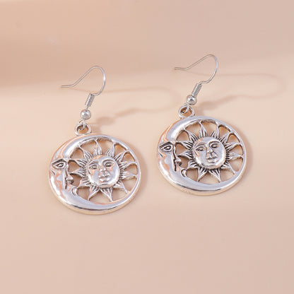 1 Pair Vintage Style Sun Alloy Drop Earrings