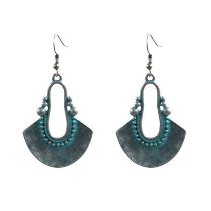 1 Pair Bohemian Water Droplets Inlay Alloy Turquoise Drop Earrings