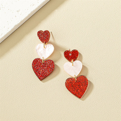 1 Pair Fashion Heart Shape Arylic Stoving Varnish Women's Drop Earrings