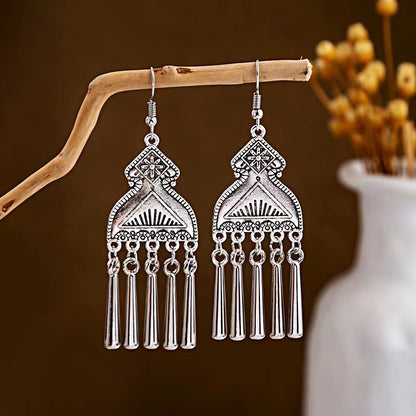 1 Pair Ethnic Style Geometric Heart Shape Elephant Metal Tassel Plating Women's Drop Earrings