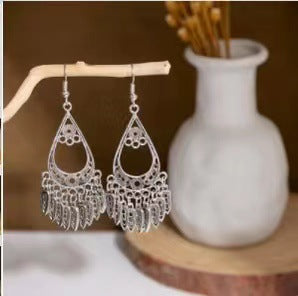 1 Pair Ethnic Style Geometric Heart Shape Elephant Metal Tassel Plating Women's Drop Earrings