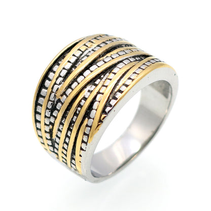 Retro Geometric Titanium Steel Plating Rings