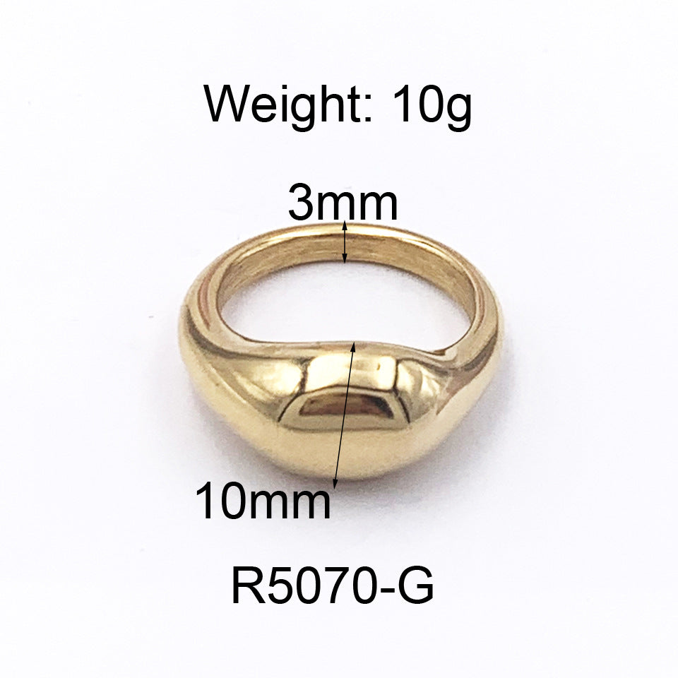 1 Piece Simple Style Solid Color Titanium Steel Plating Rings