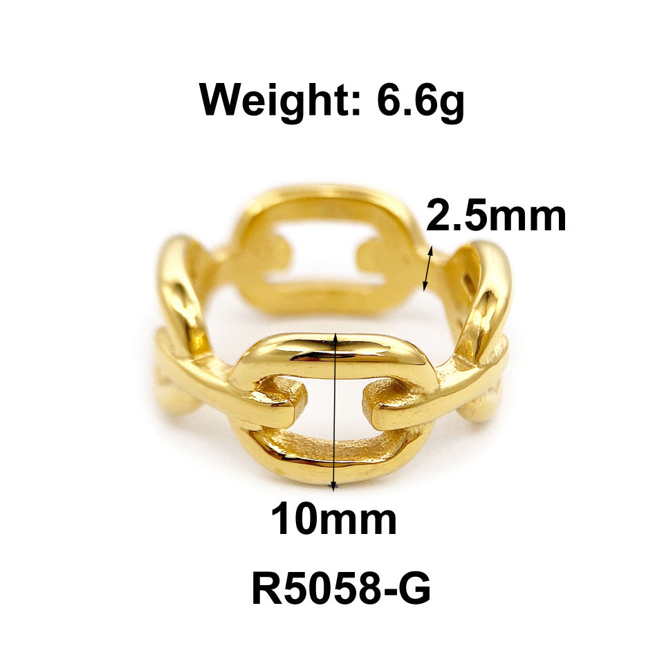 1 Piece Simple Style Solid Color Titanium Steel Plating Rings