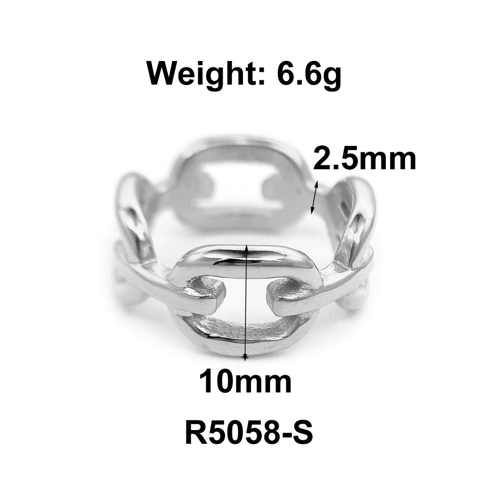 1 Piece Simple Style Solid Color Titanium Steel Plating Rings