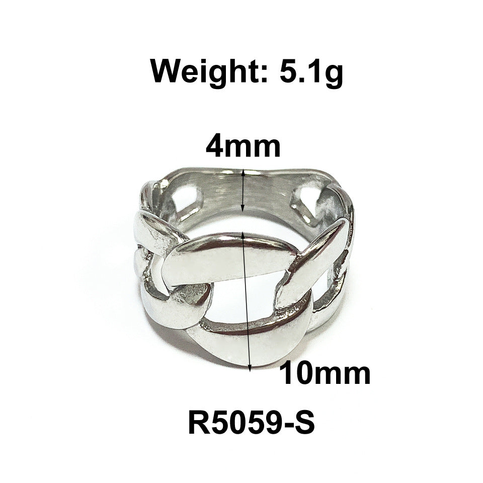 1 Piece Simple Style Solid Color Titanium Steel Plating Rings