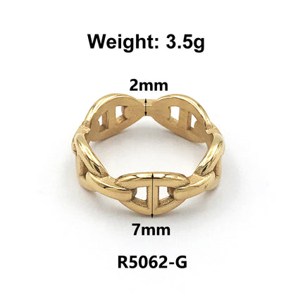 1 Piece Simple Style Solid Color Titanium Steel Plating Rings