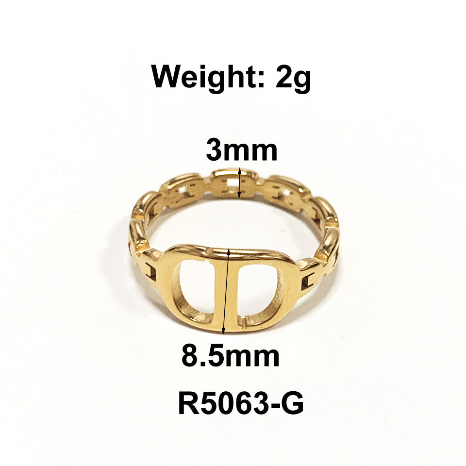 1 Piece Fashion Solid Color Titanium Steel Plating Rings