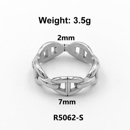 1 Piece Simple Style Solid Color Titanium Steel Plating Rings