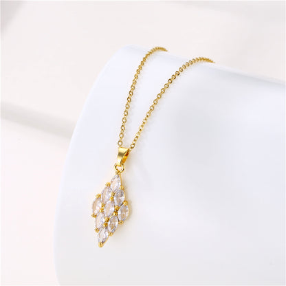 1 Piece Simple Style Flower Dragonfly Butterfly Stainless Steel Titanium Steel Plating Inlay Zircon Pendant Necklace