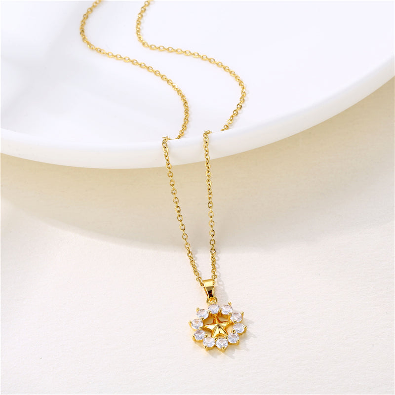 1 Piece Simple Style Flower Dragonfly Butterfly Stainless Steel Titanium Steel Plating Inlay Zircon Pendant Necklace