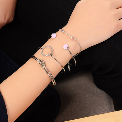 Wholesale 1 Set Simple Style Star Heart Shape Butterfly Stainless Steel Metal 18k Gold Plated Gold Plated Silver Plated Turquoise Rhinestones Zircon Bangle