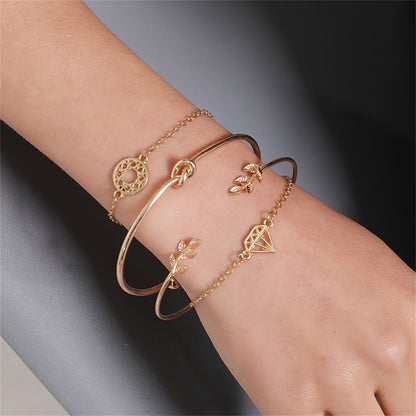 Wholesale 1 Set Simple Style Star Heart Shape Butterfly Stainless Steel Metal 18k Gold Plated Gold Plated Silver Plated Turquoise Rhinestones Zircon Bangle