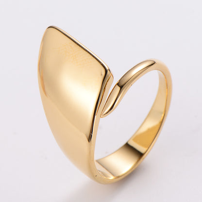 Simple Style Curve Stainless Steel Twist Plating 18k Gold Plated Open Ring