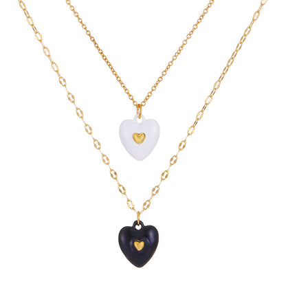 1 Piece Simple Style Heart Shape Arylic Sequin Copper Stoving Varnish Plating Inlay Sequins Rhinestones Zircon 18k Gold Plated Gold Plated Silver Plated Women's Necklace