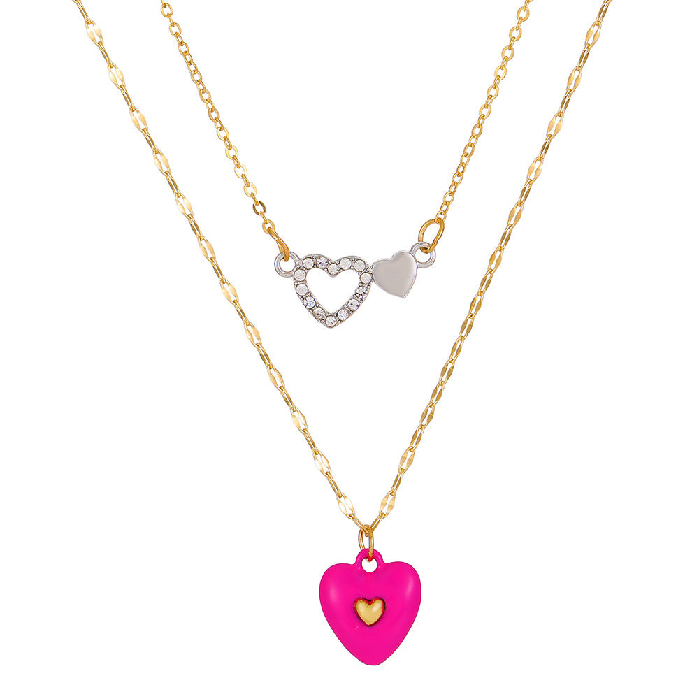 1 Piece Simple Style Heart Shape Arylic Sequin Copper Stoving Varnish Plating Inlay Sequins Rhinestones Zircon 18k Gold Plated Gold Plated Silver Plated Women's Necklace