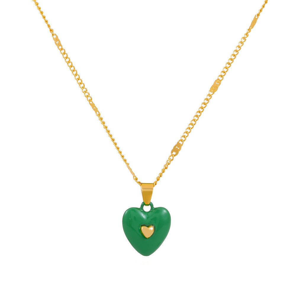 1 Piece Simple Style Heart Shape Arylic Sequin Copper Stoving Varnish Plating Inlay Sequins Rhinestones Zircon 18k Gold Plated Gold Plated Silver Plated Women's Necklace