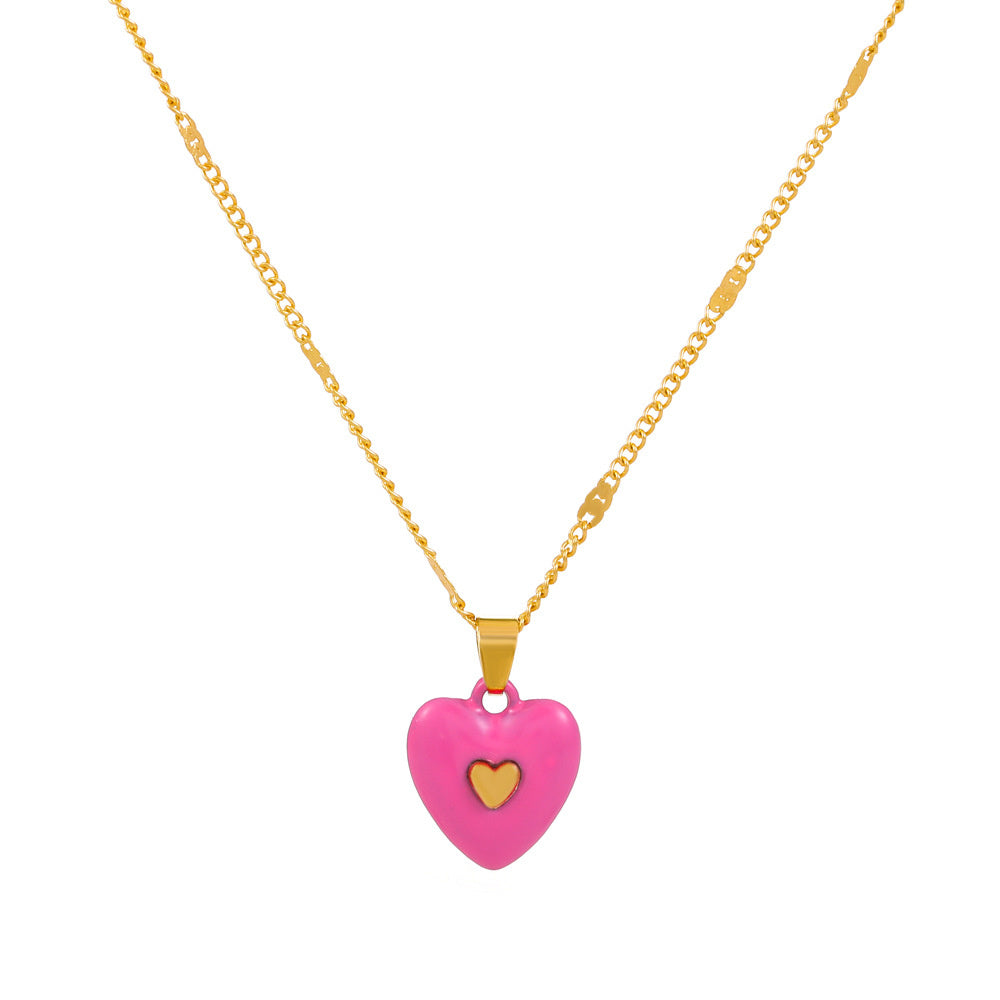 1 Piece Simple Style Heart Shape Arylic Sequin Copper Stoving Varnish Plating Inlay Sequins Rhinestones Zircon 18k Gold Plated Gold Plated Silver Plated Women's Necklace