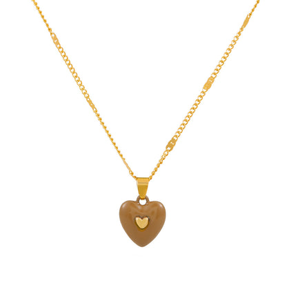 1 Piece Simple Style Heart Shape Arylic Sequin Copper Stoving Varnish Plating Inlay Sequins Rhinestones Zircon 18k Gold Plated Gold Plated Silver Plated Women's Necklace