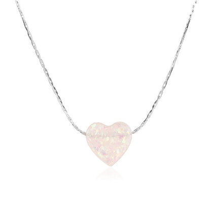 1 Piece Simple Style Heart Shape Arylic Sequin Copper Stoving Varnish Plating Inlay Sequins Rhinestones Zircon 18k Gold Plated Gold Plated Silver Plated Women's Necklace