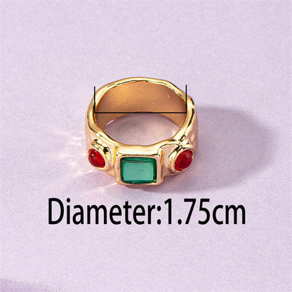 1 Piece Retro Round Alloy Inlay Zircon Women's Wide Band Ring