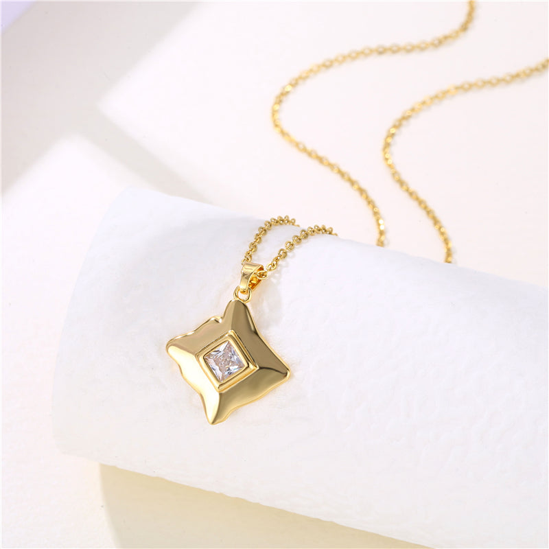 Shiny Rabbit Angel Snake Stainless Steel Titanium Steel Plating Inlay Zircon 18k Gold Plated Gold Plated Pendant Necklace