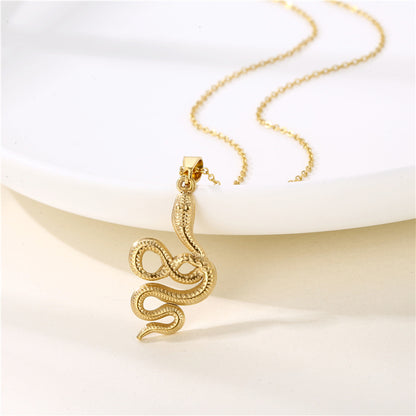 Shiny Rabbit Angel Snake Stainless Steel Titanium Steel Plating Inlay Zircon 18k Gold Plated Gold Plated Pendant Necklace