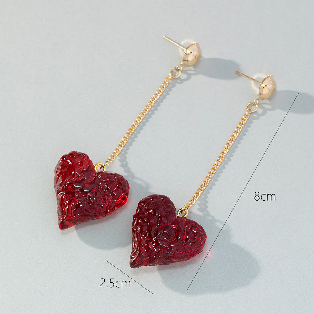 Wholesale Jewelry 1 Pair Romantic Heart Shape Alloy Resin Drop Earrings