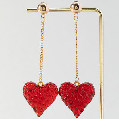 Wholesale Jewelry 1 Pair Romantic Heart Shape Alloy Resin Drop Earrings