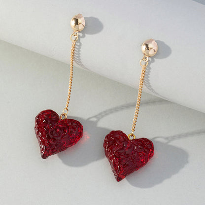 Wholesale Jewelry 1 Pair Romantic Heart Shape Alloy Resin Drop Earrings