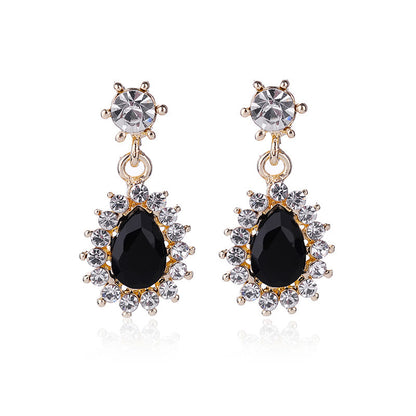 1 Pair Lady Flower Alloy Inlay Artificial Gemstones Women's Drop Earrings