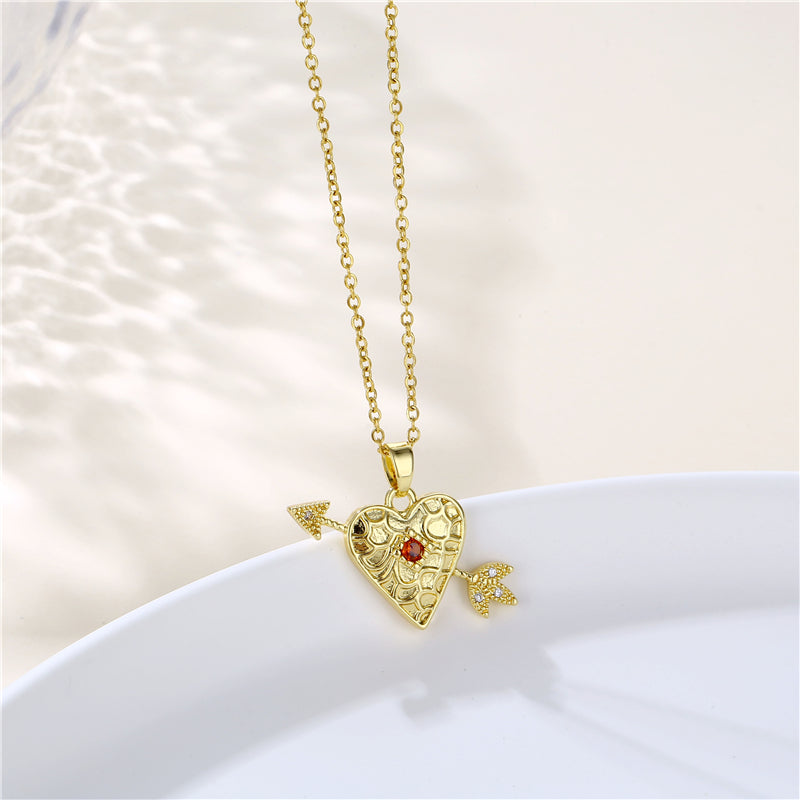 Korean Style Cross Swan Eye Stainless Steel Titanium Steel Plating Inlay Zircon 18k Gold Plated Gold Plated Pendant Necklace