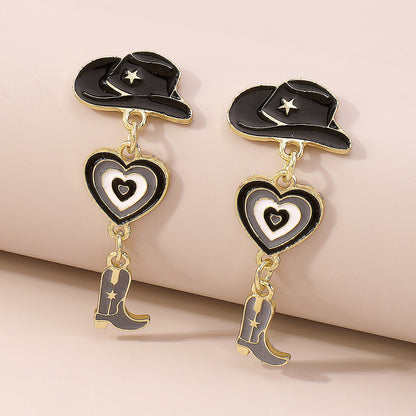 1 Pair Simple Style Heart Shape Alloy Enamel Women's Drop Earrings