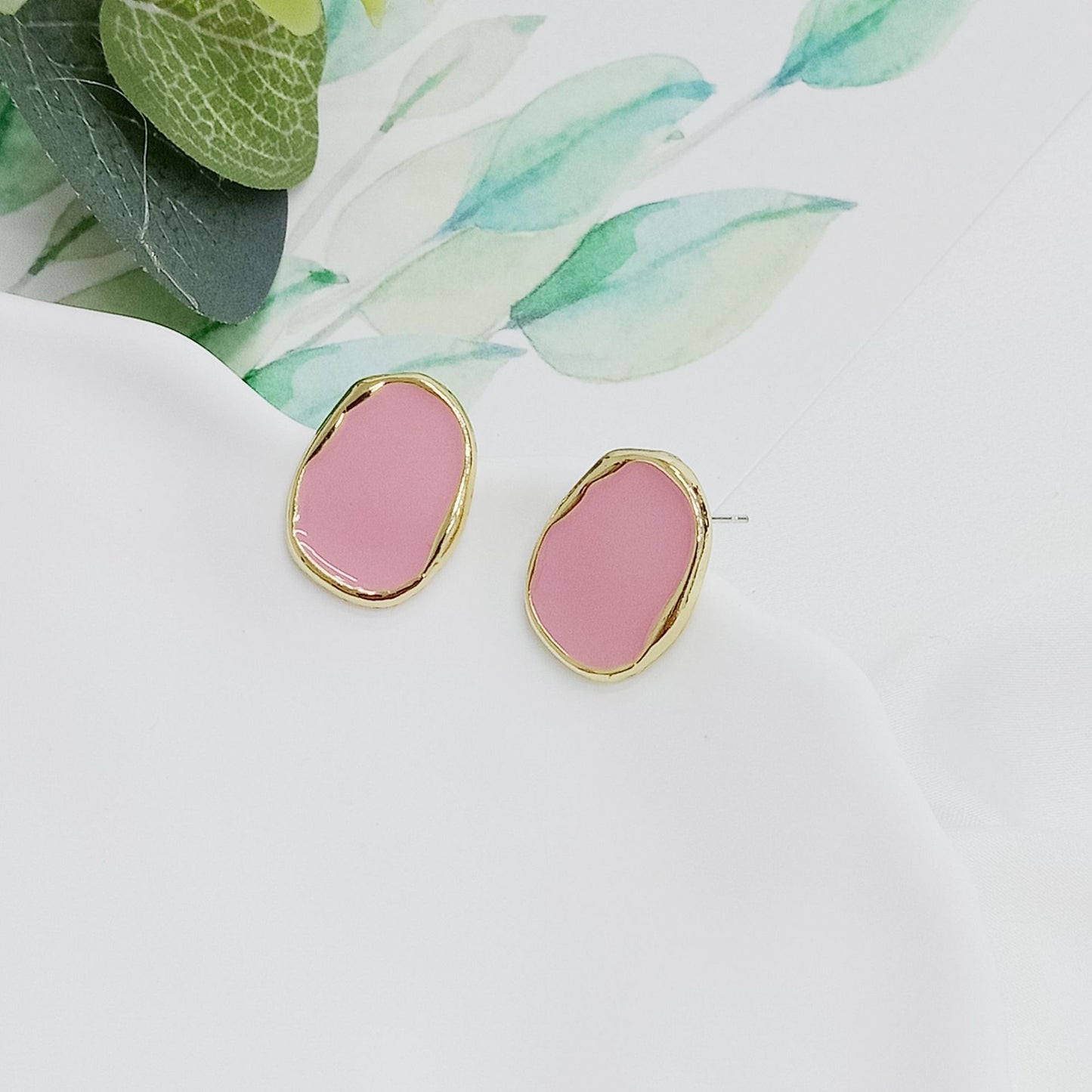 Wholesale Jewelry 1 Pair Artistic Irregular Oval Alloy 18k Gold Plated Ear Studs