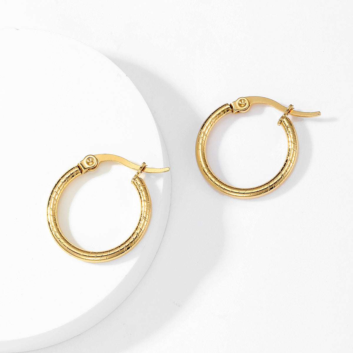 1 Pair Simple Style Circle Stainless Steel Plating Hoop Earrings