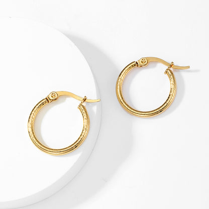 1 Pair Simple Style Circle Stainless Steel Plating Hoop Earrings