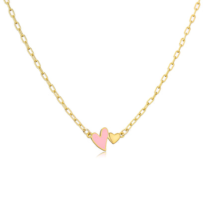 1 Piece Simple Style Heart Shape Copper Enamel Plating Pendant Necklace