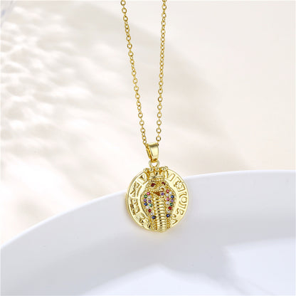 Copper 18K Gold Plated Artistic Plating Inlay House Teapot Butterfly Zircon Pendant Necklace