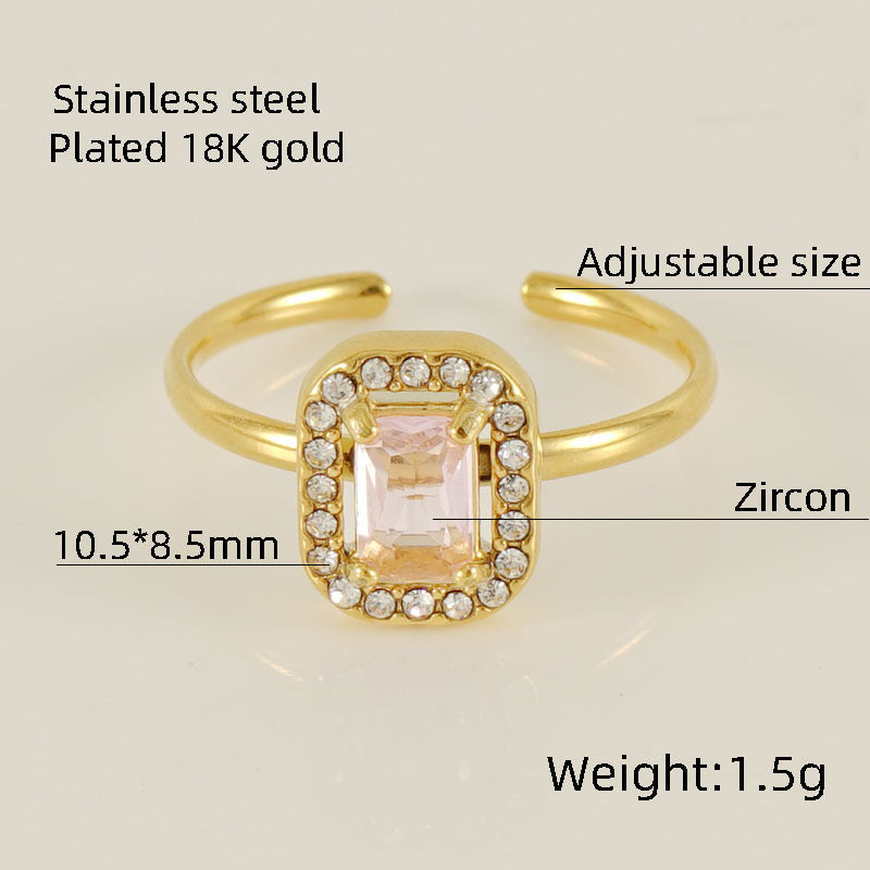 Titanium Steel Simple Style Classic Style Inlay Water Droplets Heart Shape Rhombus Zircon Rings