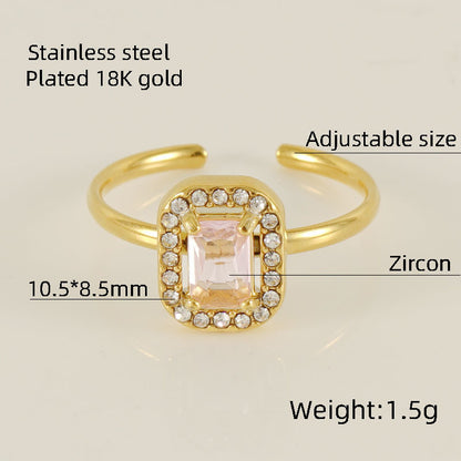 Titanium Steel Simple Style Classic Style Inlay Water Droplets Heart Shape Rhombus Zircon Rings