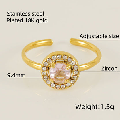 Titanium Steel Simple Style Classic Style Inlay Water Droplets Heart Shape Rhombus Zircon Rings