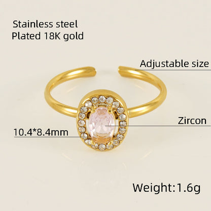 Titanium Steel Simple Style Classic Style Inlay Water Droplets Heart Shape Rhombus Zircon Rings