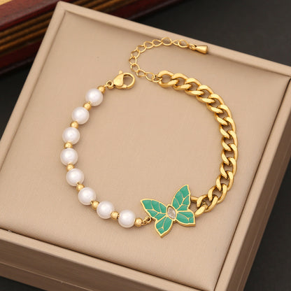 Wholesale Elegant Butterfly Stainless Steel Bracelets Earrings Necklace