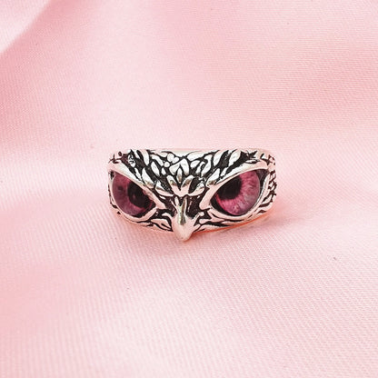 1 Piece Retro Owl Alloy Metal Inlay Artificial Gemstones Unisex Open Ring