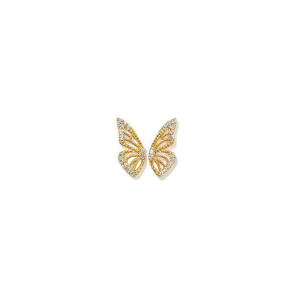 Simple Style Butterfly Copper Inlay Zircon Ear Studs 1 Pair