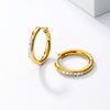 Wholesale 1 Pair Cool Style Circle Stainless Steel 18k Gold Plated Rhinestones Hoop Earrings